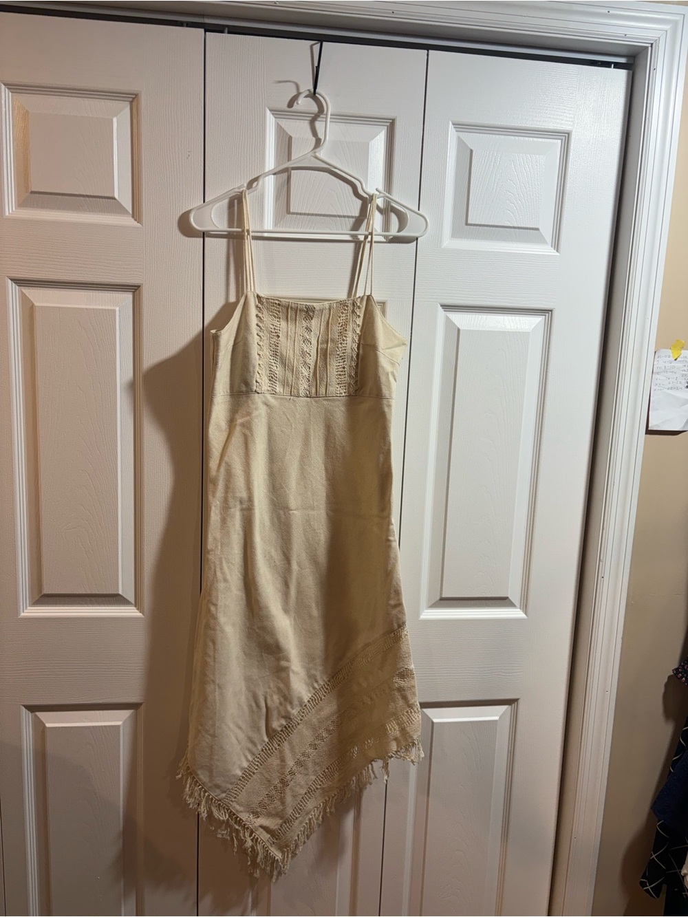 Tejido Rustico Handmade Embroidered Cotton Asymmetrical Fringe Dress Size M Boho - Picture 2 of 6